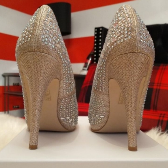 Gold Crystal Stone Doris Evening Pumps Shoes - Picture 3 of 7